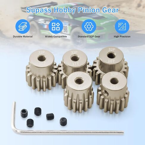مجموعات ترس 32P PINION 12T 13T 14T 15T 16T للعمود 3.175MM RC محرك متوافق مع HPI KYOSHO LOSI AXIAL TAMIYA 1/10 RC CAR MONSTER TRACK PRASTIONS (7075 الألومنيوم) in Kuwait