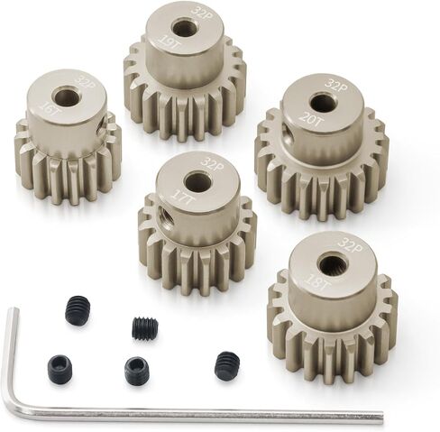 مجموعات ترس 32P PINION 12T 13T 14T 15T 16T للعمود 3.175MM RC محرك متوافق مع HPI KYOSHO LOSI AXIAL TAMIYA 1/10 RC CAR MONSTER TRACK PRASTIONS (7075 الألومنيوم) in Kuwait