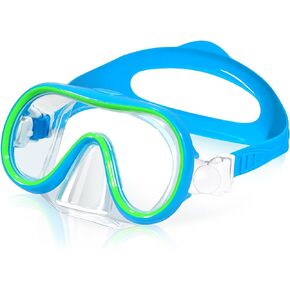 Kids Swim Goggles with Nose Cover Unique Frame Design 180° Panoramic Clear Tempered Glass View Snorkel Diving Mask No Leaking Easy to Adjust Swimming Goggles for Kids Toddler Girls Boys Aged 3 to 10