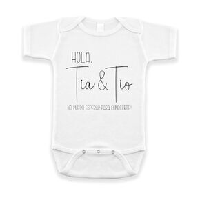 Hola Tia & Tio - Surprise New Baby Reveal for Aunt and Uncle - Spanish Pregnancy Announcement Infant Bodysuit (White)