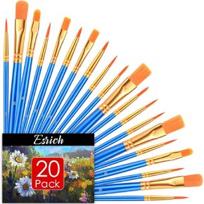 ESRICH Acrylic Paint Brushes Set,8Packs /80 Pcs Black Nylon Paintbrushes, Suitable for Acrylic Oil Watercolor Rock Body Face Nail Art,Perfect Suit of Art Painting, Best Gift for Kids Adult Drawing