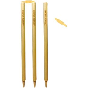 Cricket wickets with bails - Cricket Stumps Made of Wood, Set of 3 Stumps for Cricket with 2 bails, T20 Cricket Wicket, Cricket Stumps