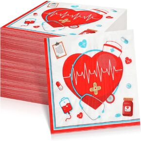 100Pcs Thank You Nurses Napkins,2024 Nurses Week Disposable Paper Napkins Paper Dinner Hand Towels for Nurse Day Rn Paramedic Medical Doctors Nursing School Graduation Party Decorations