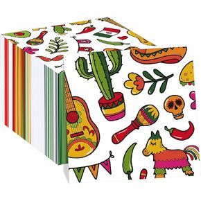 100 Pcs Fiesta Napkins Taco Mexican Napkins Disposable Paper Cocktail Cinco De Mayo Party Decorations Cactus for Baby Shower Themed Birthday Mexican Independence Day Party Dinner