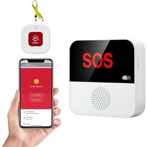 زر استقبال eMylo WiFi Caregiver Pager *1، متوافق مع Tuya Smart/Smart Life/Alexa (يدعم 2.4 جيجا هرتز)، سهل الاستخدام، يدعم مشاركة الجهاز.