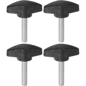 4pcs Tee Wing Knobs Thumb Screws M6 x 35mm Standard Male Thread Plastic T Knobs Handles Hand Clamping Knobs Grip Thumbscrew, Black