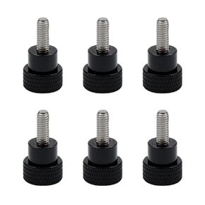 Pastlla 6 Pcs M4 0.39"(10mm) Threads High Head Knurled Thumb Screws Knobs Aluminum Alloy Red Knurled Shoulder Flat Tip Thumbscrew, Red