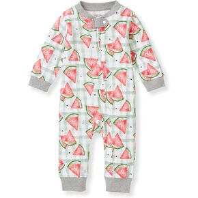 Burt's Bees Baby Baby Girls Pajamas, Sleep and Play Loose Fit, 100% Organic Cotton, Soft One-piece PJs, Diagonal Zip Up Romper Newborn Essentials with Interior Zipper Guard in sizes NB to 6-9 Months in Kuwait