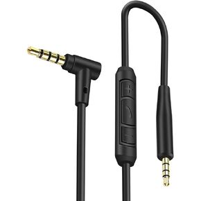 Replacement Audio Extension Cable Cord Wire,for Bose QuietComfort QC25 QC35 Soundlink SoundTrue On Ear Headphones with in Line Mic Volume Control (Black)