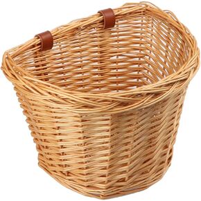 AVASTA Wicker Kids Bike Basket for 12 14 16 18 20 inch Girls Bikes, Tricycle, Scooters, Front Handlebar Storage Basket, Come with Leather Straps
