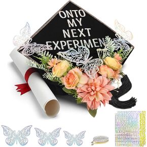 قبعة تخرج سوداء على شكل زهرة - قبعات تخرج على شكل زهرة لتزيين قبعة التخرج في المدرسة الثانوية والكلية in Kuwait