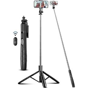 71" Cell Phone Selfie Stick Tripod, Smartphone Tripod Stand with Remote, Extendable Phone Tripod & Travel Tripod Compatible with iPhone 15/14/13 Pro Max Gopro Android DJI (White)