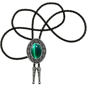Bolo tie With Natural Stone Flower Stripe Round Cowboy Western Style Necktie More Color