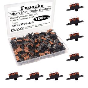 100PCS 5mm High Knob Vertical Micro Mini Slide Switchs,3 Pin 2 Position SPDT Latching Toggle Switches Panel Mount DC 50V 0.5A SS12F15-G5