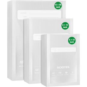 Kootek Vacuum Sealer Bags for Food, 150 Gallon 11" x 16", Quart 8" x 12" and Pint 6" x 10" Vacuum Seal Bags, Commercial Grade BPA Free PreCut Food Vac Bag for Storage, Meal Prep or Sous Vide