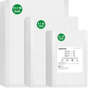 Kootek Vacuum Sealer Bags for Food, 200 Quart 8" x 12" Vacuum Seal Bags, Commercial Grade, BPA Free, Pre Cut Freezer Bags for Food Storage, Meal Prep or Sous Vide