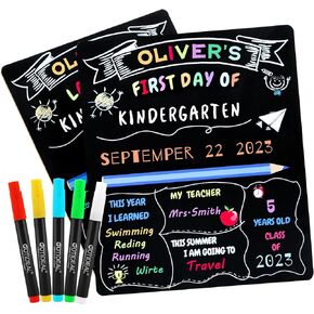 GOTIDEAL First & Last Day of School Board, 10 x 12 Inch Double Sided Back to School Sign for Kids Boys Girls with 5 Chalk Markers, 1st Day of Kindergarten/Preschool Chalkboard-2 Pack