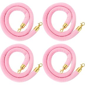 4 Pack Blue Velvet Stanchion Rope, 5ft Velvet Ropes Stanchion Ropes with Gold Clasps, Crowd Control Rope Queue Safety Sarriers Stanchion Post Rope for Party Event and Red Carpet in Kuwait