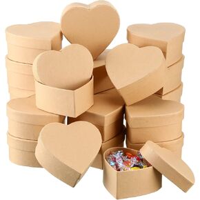 24 Pcs Heart Shaped Paper Mache Box, Small Gift Box with Lid 3.9 Inch Nesting DIY Cardboard Craft Empty Boxes for Kids Adults Decoupaging Painting Crafting Storing Jewelry Treasure
