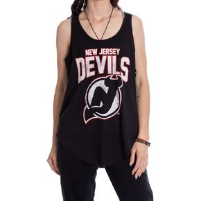 Calhoun NHL Distressed Team Logo Ladies Flowy Racerback Crochet Lace Tank Top