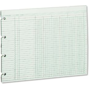 Wilson Jones Accounting Sheets, Six Column, 9-1/4 x 11-7/8, Green, Pack of 100 Loose Sheets (WLJG106)