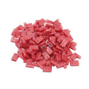 RuoFeng 100PCS 90 Degree Nylon Flag Spade Female Insulated Quick Disconnects Electrical Crimp Wire Terminals Red Right Angle Spade Connector 22-18 Gauge