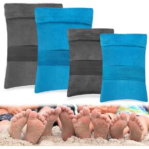 Palksky 4PCS Sand Remover for Beach, Sand Removal Bag,Powder Pouch Sand Remover Brush Beach Vacation Camping Essentials(Talc-Free