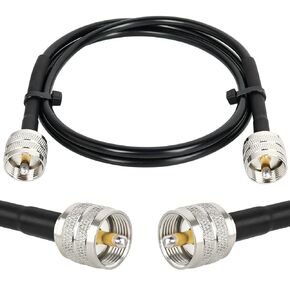 PL259 UHF Cable 15ft, CB Coax Cable RG58 CB Cable UHF Male to Male for CB Radio, Ham Radio, Amateur Radio, Antenna Analyzer, SWR Meter