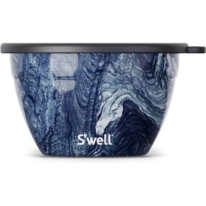 S'well Stainless Steel Salad Bowl Kit 64oz, Paper Cutouts, Comes with 2oz Mini Canister and Removable Tray for Organization, Leakproof, Easy to Clean, Dishwasher Safe