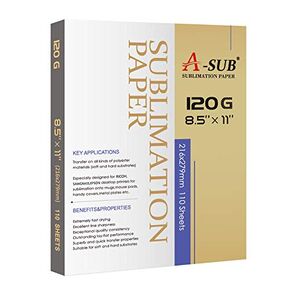 A-SUB Sublimation Paper 8.5x11 Inch 120GSM, 110 Sheets - Compatible with Inkjet Printers & Sublimation Inks, High Transfer Efficiency for T-Shirts, Mugs, Crafts