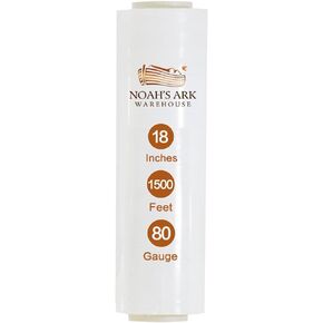 Noah's Ark Warehouse 18" x 1500FT Industrial Class Pallet Wrap, 80 Gauge Heavy-Duty Stretch Film, Clear for Warehouse Packing, Adhering Packing Moving Packaging