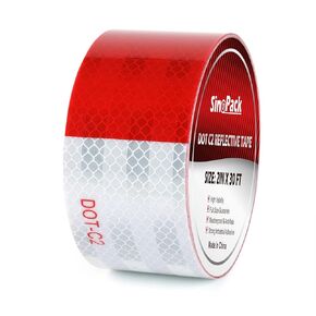 DOT-C2 Reflective Tape 2Pack 2 Inch X 60 Feet Total Length Red White Reflective Tape Outdoor Waterproof Conspicuity Strong Adhesive Reflector Tape for Trailer, Outdoor, Cars, Trucks