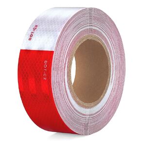DOT-C2 Reflective Tape 2 Inch x 30 Feet Red White Conspicuity Safety Reflective Tape Outdoor Waterproof for Vehicles Trailers Boats Signs