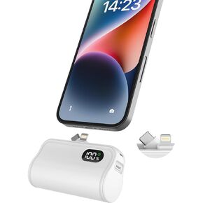 6000mAh Small Power Bank Portable Charger with Built-in Lighting&USB-C Connector for iPhone&Android Phone,Battery Pack Travel Phone Charger Compatible with Samsung iPhone 15/14/13/12/11Series(Black)