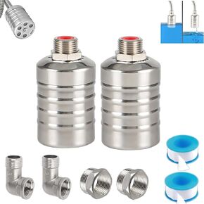 Float Valve, 2 Pack 1/2" 3/4'' Auto Fill Shut off Water Tank Float Valve, 304 Stainless Steel Fully Automatic Water Level Control Valve, Float Valve for Water Tank(2 pcs)