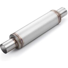 A-KARCK 2.25" Inlet Exhaust Resonator, 2.25" Inlet 2.25" Outlet 20" Overall Length Resonator Stainless Steel
