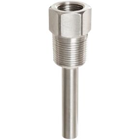 PIC Gauges TW-ST04-23S2 304 SS Standard Thermowell for Industrial Bimetal Thermometers, Stepped Style, 4" Stem Length, 1/2" NPT x 3/4" NPT, 0.260" Bore Diameter