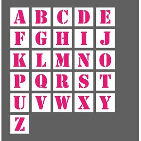 2x2inch Letter Stencils Set, 26Pcs Plastic Reusable Scale Spraying Alphabet Stencils Learning Templates for Painting on Wood Wall Home Decor,DIY Craft Projects,Family Names