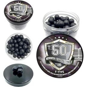 100 pcs. in 50 Caliber Premium Quality Hard Rubber Steel Balls 2.7 Grams Heavy Reusable Projectiles Paintballs Home Defense