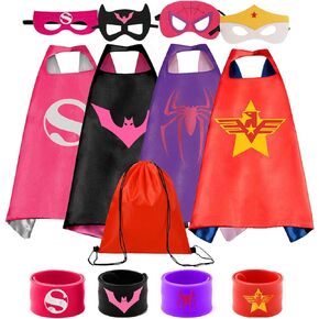 Superhero Capes Set and Wristbands Kids Costumes Halloween Christmas Cosplay Dress Up for Boys Girls
