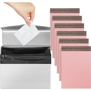 Sanitary Napkin Disposal Receptacle with 100 Pcs Feminine Hygiene Disposal Bag, Stainless Steel Tampon Disposal Bin Wall Mounted Waste Tampon Holder Feminine Hygiene Disposal Container (Silver)