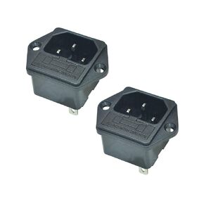 AC 250V 15A IEC320 C14 Male Power Cord Inlet Socket with Fuse Holder,3Pin Inlet Module Power Connector Socket with 3pcs Wires(Pack of 2)