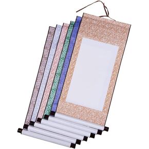 WANDIC Blank Hanging Scroll, 6 Pcs Blank Painting Scrolls Calligraphy Wall Mounting Scrolls Chinese Paper Scrolls for Art Painting Calligraphy Writing