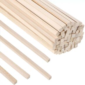 70Pcs 1/4" x 12" Balsa Wood Sticks, Square Wood Dowel Rods Unfinished Balsa Wood Strips Hardwood Wood Sticks for Crafts DIY Projects Models Making