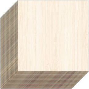 Unfinished Wood Pieces,15 Pack Basswood Sheets 1/16,Basswood Plywood Wood Sheets for Crafts,Perfect for Painting,Drawing,Laser,Wood Engraving,Wood Burning and CNC Cutting (12 x 12 inch-1.5mm)