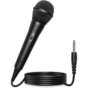 SUDOTACK Handheld Wired Karaoke Microphone, Cardioid Dynamic Vocal Mic for Singing, with 9.84ft 1/4"Plug Cable and On/Off Switch, for Audio Mixer, Karaoke Machine, Instrument, Speaker, Recording(K03)