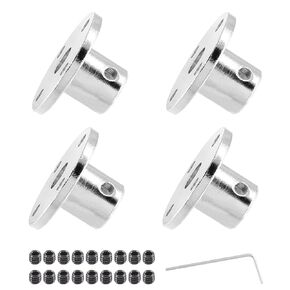 4 Pieces 6mm Flange Coupling Connector, Rigid Flange Shaft Coupling Shaft Mounting Hub with Set Screws & Wrench