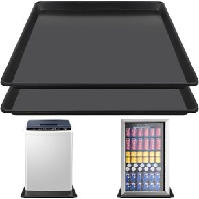 2 Pack Mini Fridge Tray with Raised Edge, Prevent Water Leakage and Floor Damage from Elecrical Equipmennder for Washing Machines, Dryer, Mini Fridge, Wine Cabinet， Easy to Clean(22“ Black)