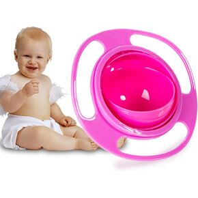360 Spill Resistant Gyro Bowl with Lid（pink）