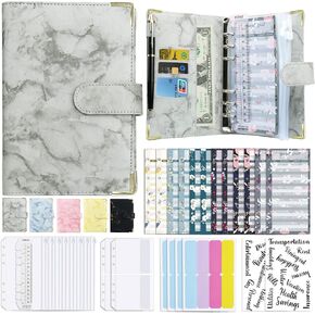 Money Saving Binder,A6 Budget Planner, Budget Book with Cash Zipper Envelopes, Cash Envelopes for Budgeting with 12 Budget Card, Budget Binder for Managing Budgets and Saving Money -Black